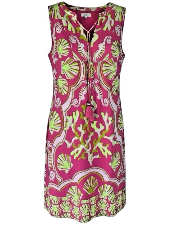 crown & ivy Dresses & Skirts - Crown & Ivy Pink Lime Seaside Seahorse Seashell Summer Sleeveless Dress sz 8